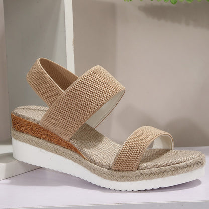 Zomersandalen met elastische band en hoge zool