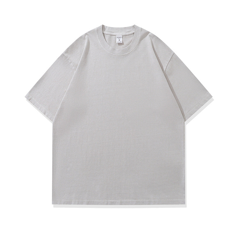 Men's Fashionable American Street Style Loose Drop Shoulder Pure Cotton Short Sleeve T-Shirt with Print Customization
