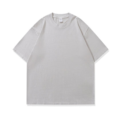 Men's Fashionable American Street Style Loose Drop Shoulder Pure Cotton Short Sleeve T-Shirt with Print Customization