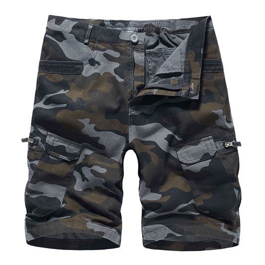 Losvallende oversized casual cargo shorts voor heren met camouflageprint