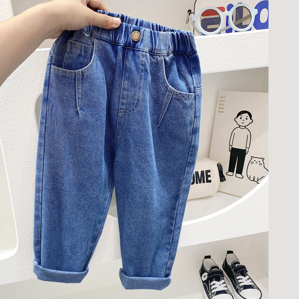 Kids Denim Pants Mid to Large Size Casual Long Pants Trendy