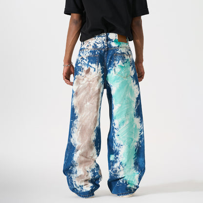 Unisex Loose Wide-leg High Street Trendy Distressed Long Pants