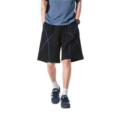 Zware wafelgebreide casual halflange shorts voor heren