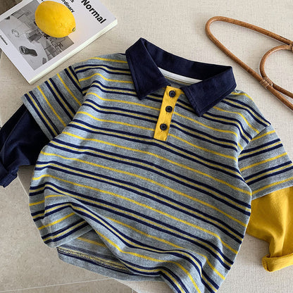 Children's Long Sleeve T-Shirt SPolo Collar Basic Top