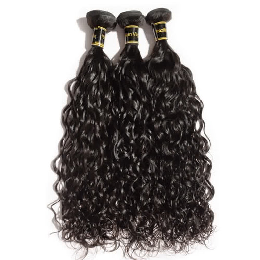#1B Natural Black Natural Wave 3 Bundles With 4×4 Lace Closure | 100% Human Hair
