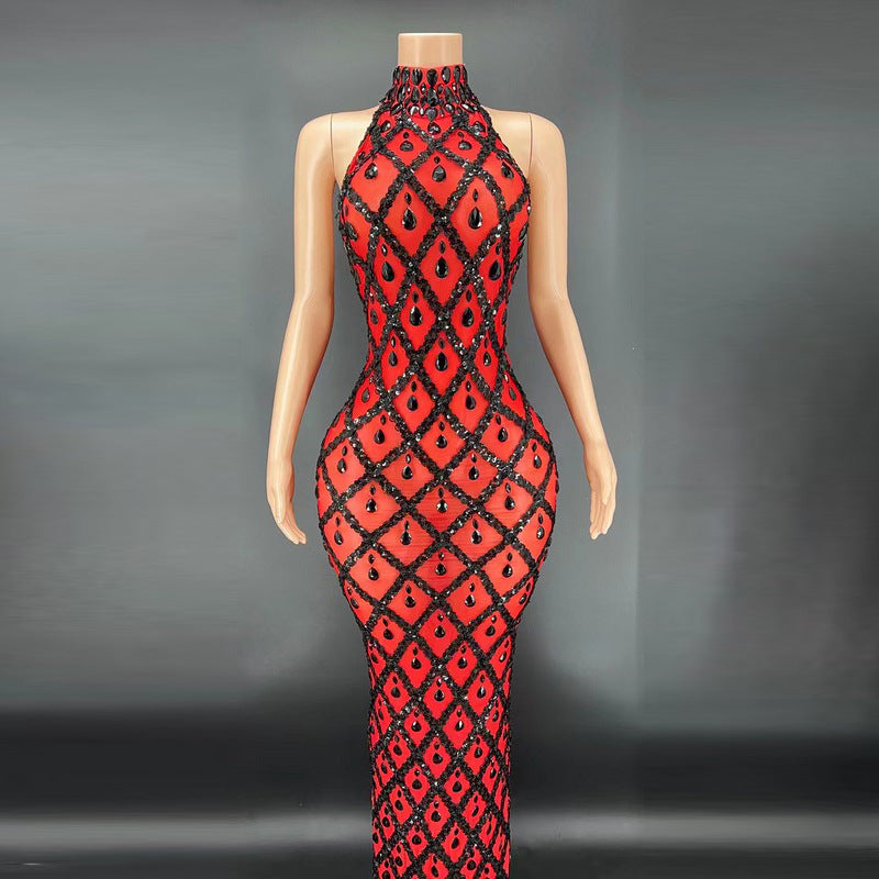 Rhinestone Silver Dress Plus Size