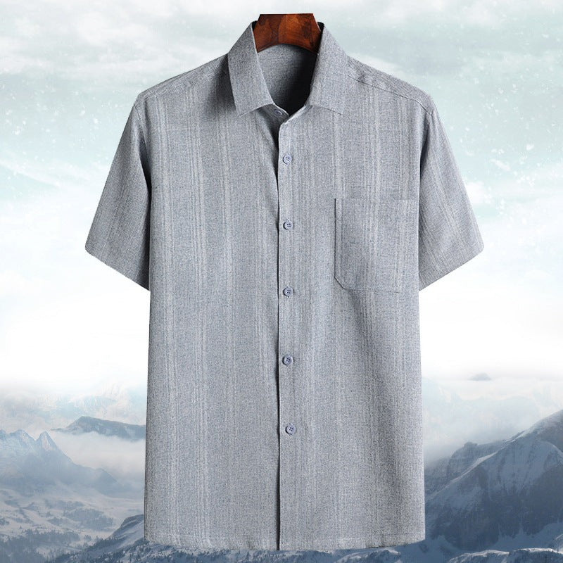 Mens Linen Cotton Blend Shirt Loose Fit Long Short Sleeve