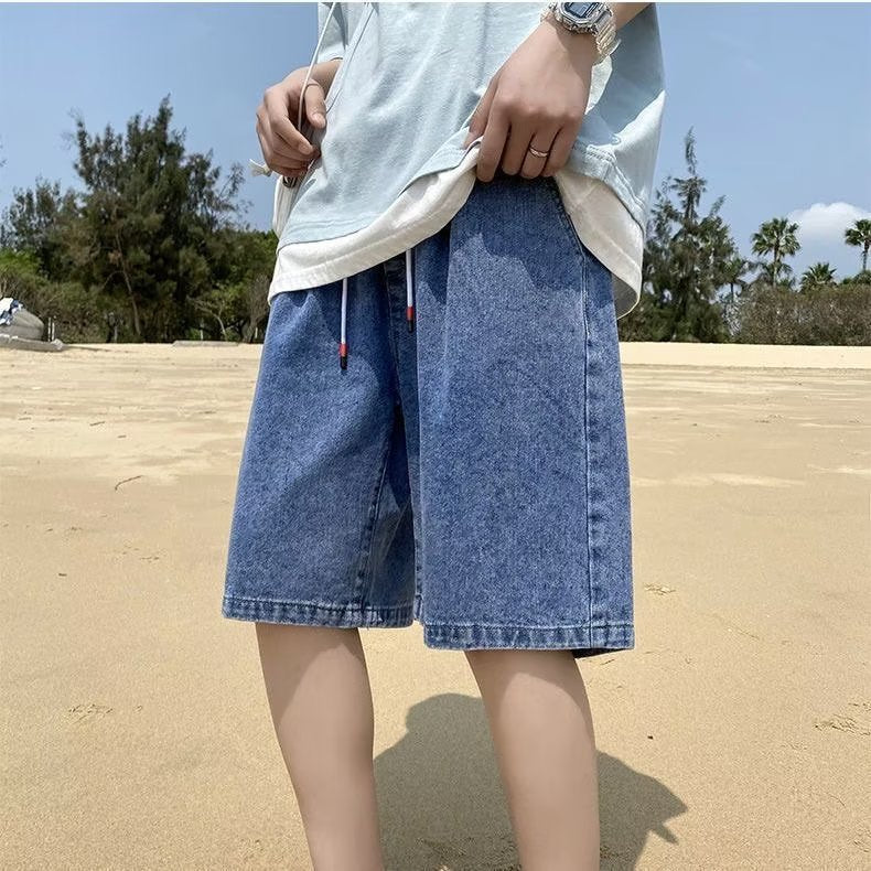 Men's Denim Shorts Summer Loose Five-Point Pants