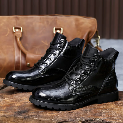 Classic Stone Texture Riding Boots