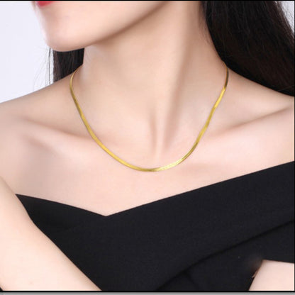 Sterling Silver Flat Snake Clavicle Chain Necklace