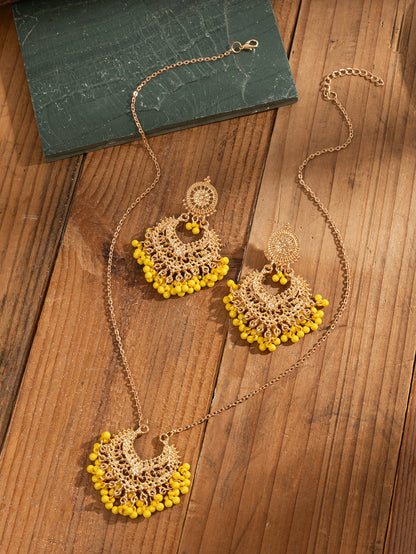 Bohemian retro oorbellen en ketting set met belletjes