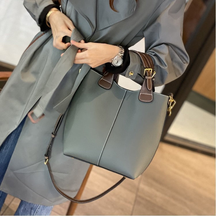 Women's Cowhide Bucket Tote Bag