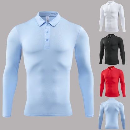 Mens Quick-Dry Long Sleeve Polo Shirt