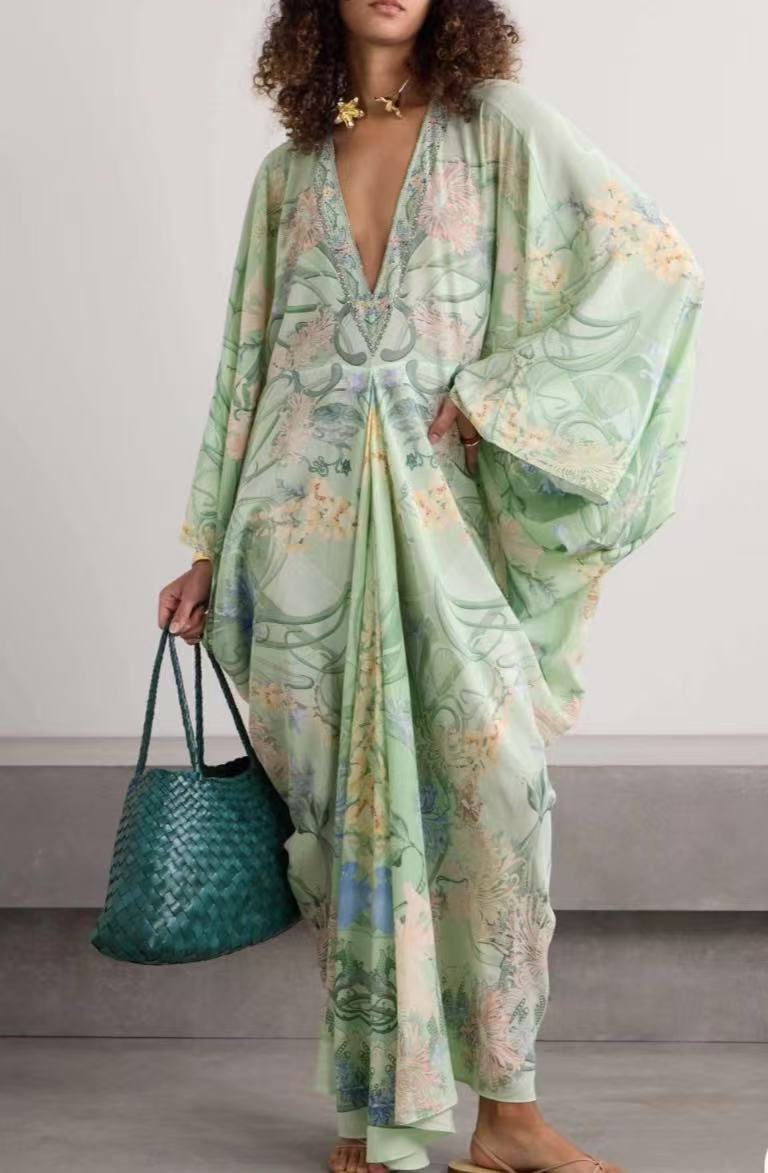 Flowy Printed V-Neck Dress