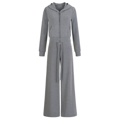 Casual Sports Suit  Hooded Zipper Slim Short Sweatshirt Jacket