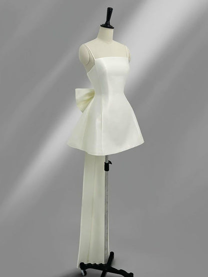 Elegant Satin Bow Evening Dress