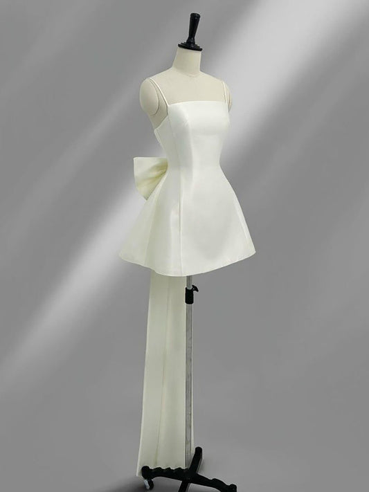 Elegant Satin Bow Evening Dress
