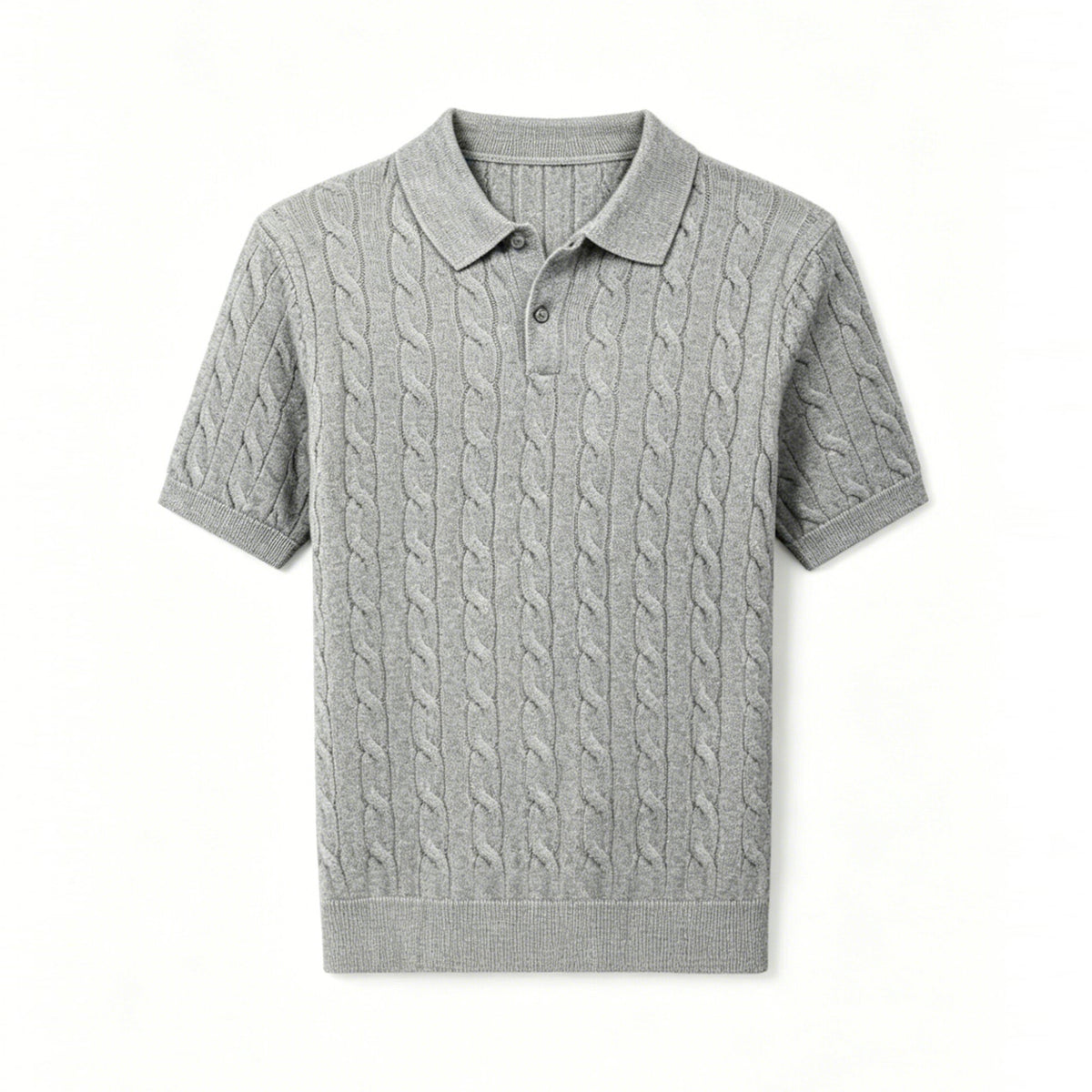 Mens Cable Knit Polo Shirt