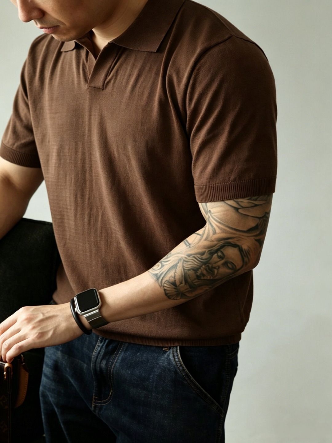 Knitted Polo Shirt Men's Short Sleeve
