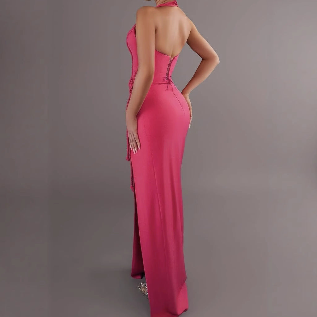 Party Hollow Out Backless Long Bandage Dress