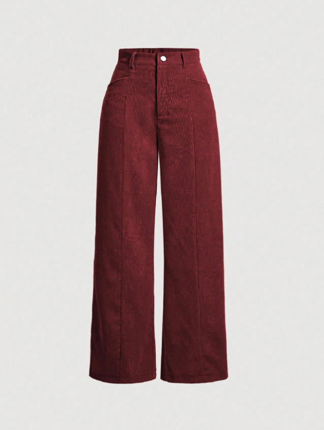 Retro High-Waist Wide-Leg Corduroy Women's Trousers