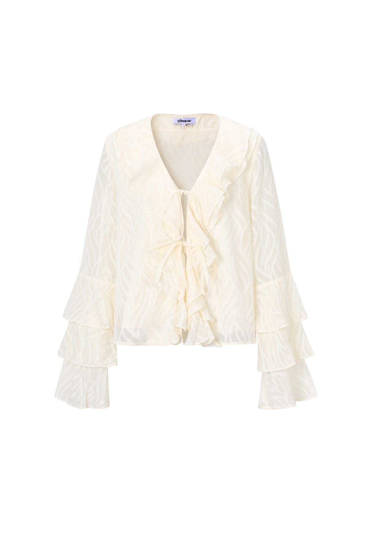 Co-ordset Witte Bladeren - Tops met Lange Mouwen