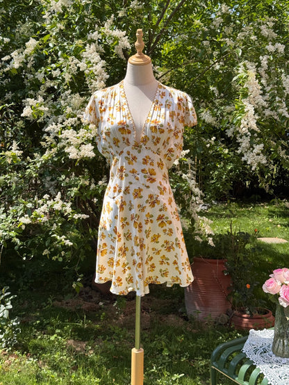 Floral Print Silk Short Dress