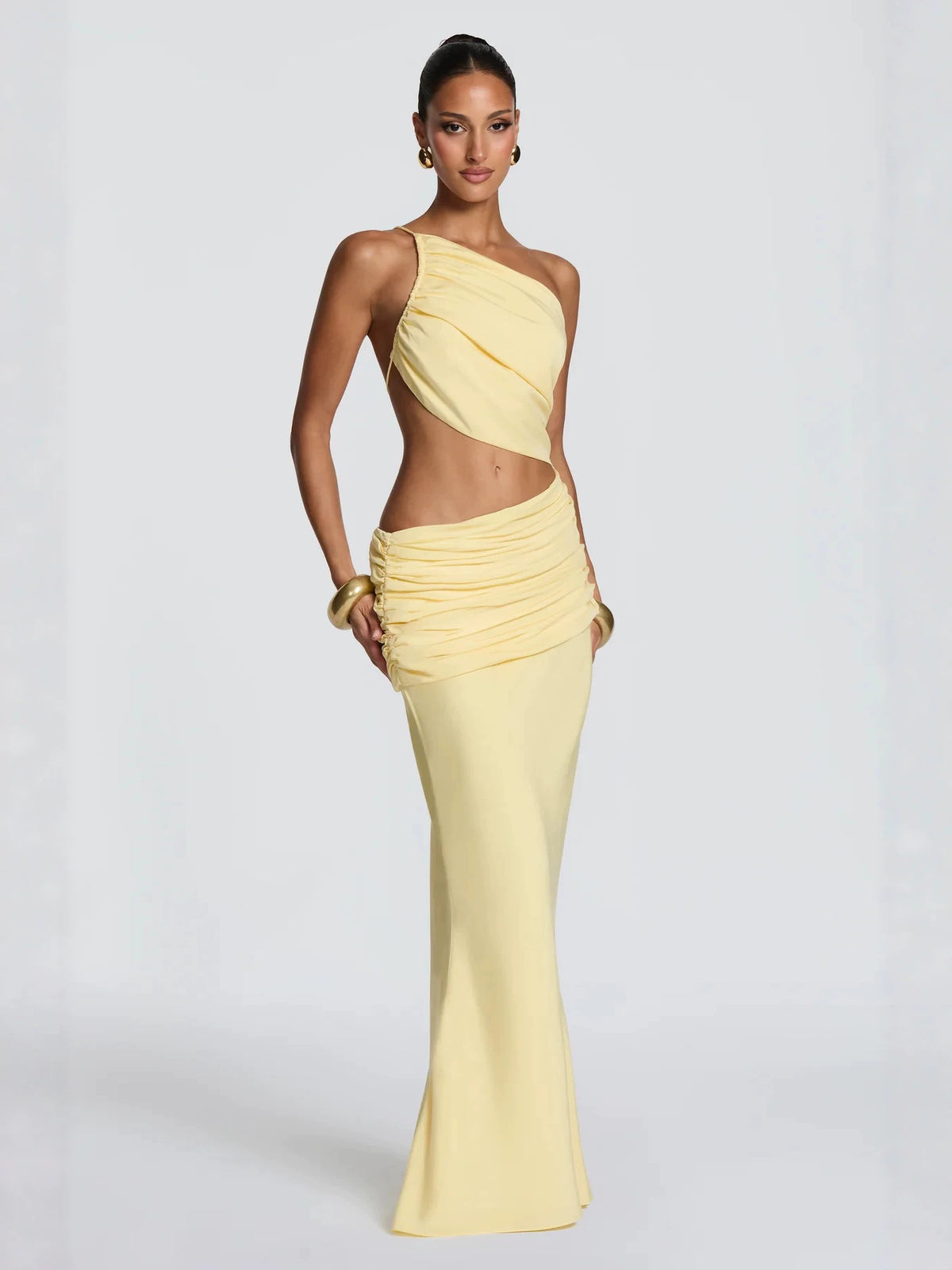 Slim-Fit Hollow-Out Waist Long Dress