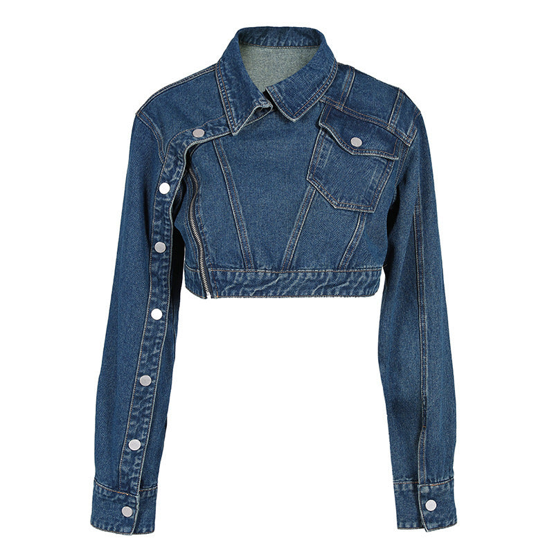 Modieuze losse ultrakorte denim jacket voor dames