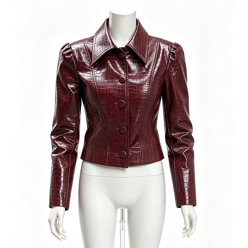 Crocodile Pattern Leather Texture Suit Set