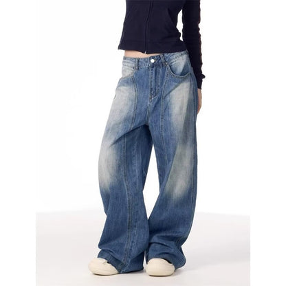 Amerikaanse retro wijde pijpen losse matchet jeans