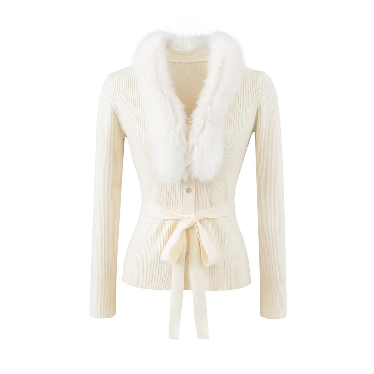 French Style V-Neck Wool Cashmere Knit Cardigan