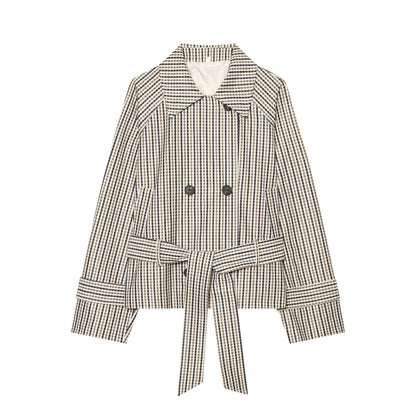 Vintage Plaid Long Sleeve Coat