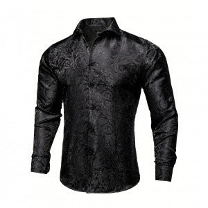 Bedrukt slim-fit  herenoverhemd met lange mouwen elegante model