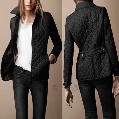 Elegant Lapel Single-Breasted Slim Warm Spun Cotton Top