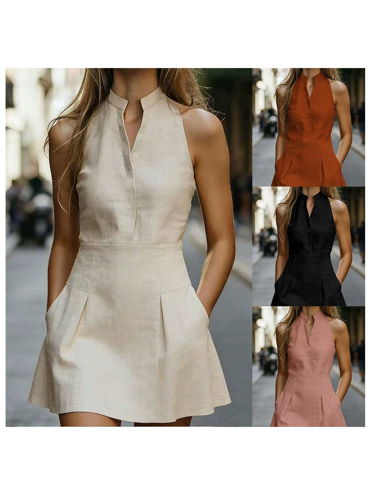 Womens Sleeveless A-Line Dress