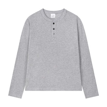 Men's Lightweight Waffle Knit Long Sleeve Henry Collar T-Shirt