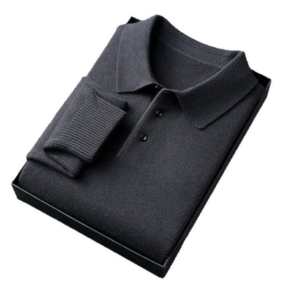 Mens Wool Blend Sweater with Turn-Down Collar