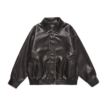 Versleten revers PU-leren jas heren Europees en Amerikaans