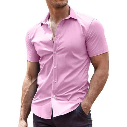 Mens Classic Business Casual Short Sleeve Shirt
