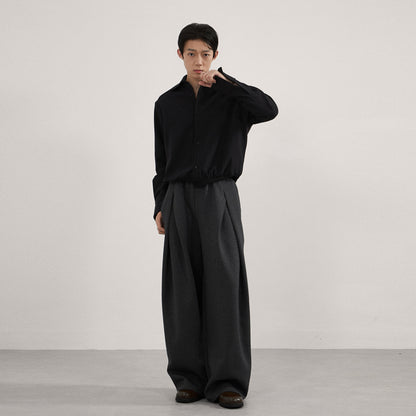 Retro X-shaped pleated casual pants for men and women, loose and straight fit