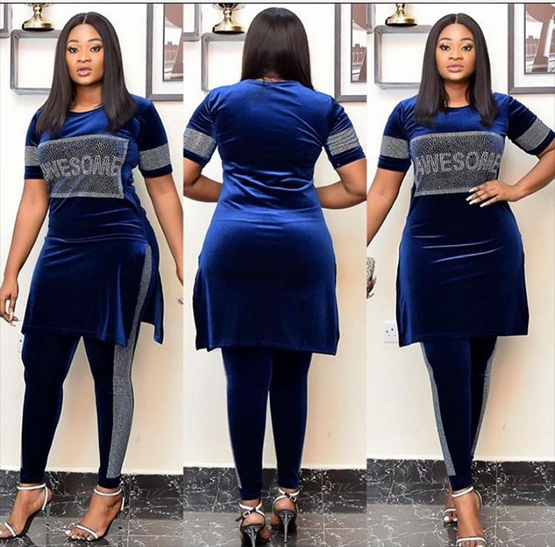 Elegant Velvet Women Suit with Hot Drill Details