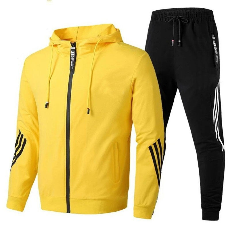 Printed Hooded Sports Sweatshirt and Pants Set