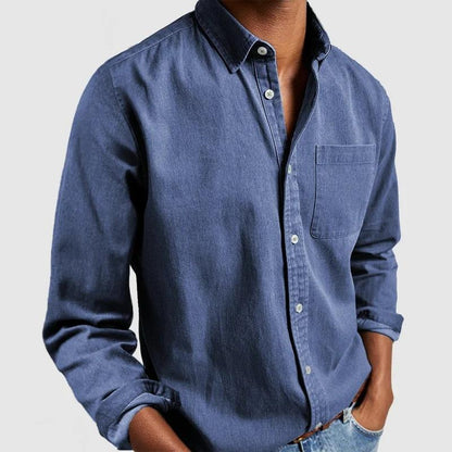 Men's Solid Color Long Sleeve Lapel Casual Shirt