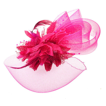 Bridal Feather Mesh Head Flower