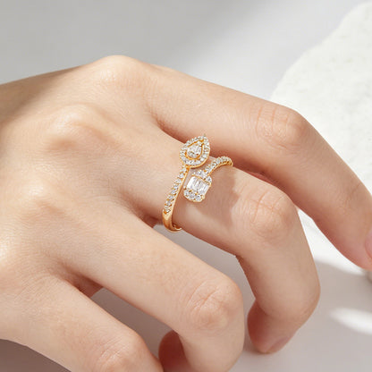Verstelbare open ring met steentjes