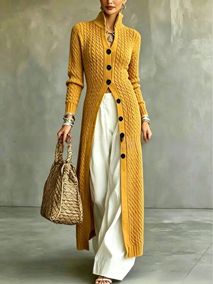 Women's Twist Pattern Stand Collar Long Sleeve Sweater
