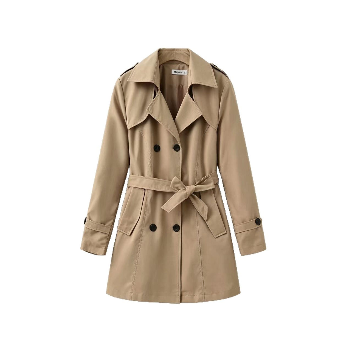 Women's Korean Style Mid-Long Trench Coat with Pockets