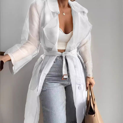 Pure Color Loose Lantern Sleeve Cardigan Shirt Jacket