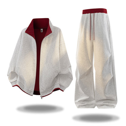 Mens Retro Cotton Blend Cardigan and Pants Set